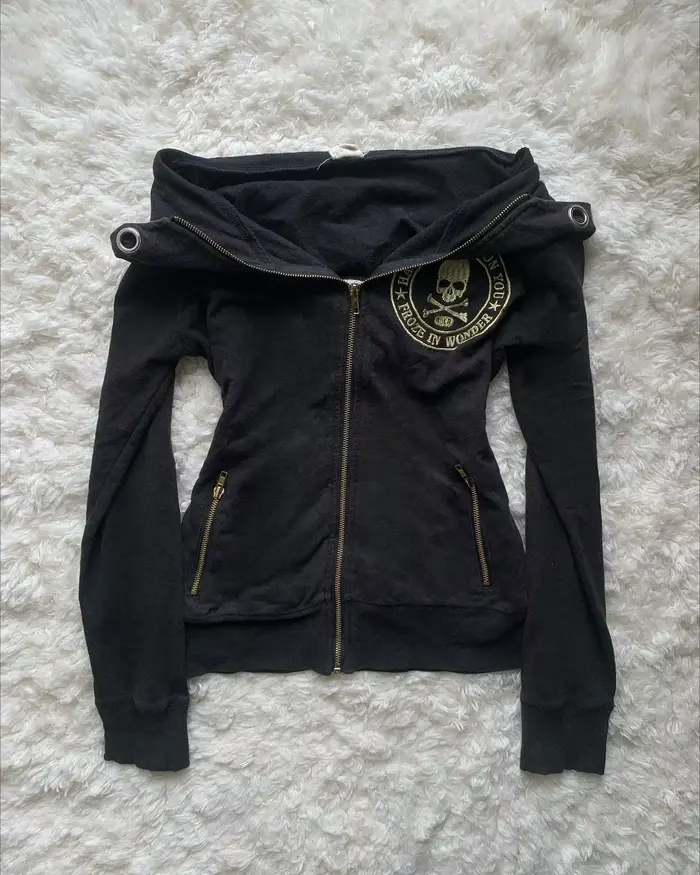 Y2K nouveau Emo mode Rivet sweat à capuche avec fermeture éclair femmes Harajuku noir sweat à capuch