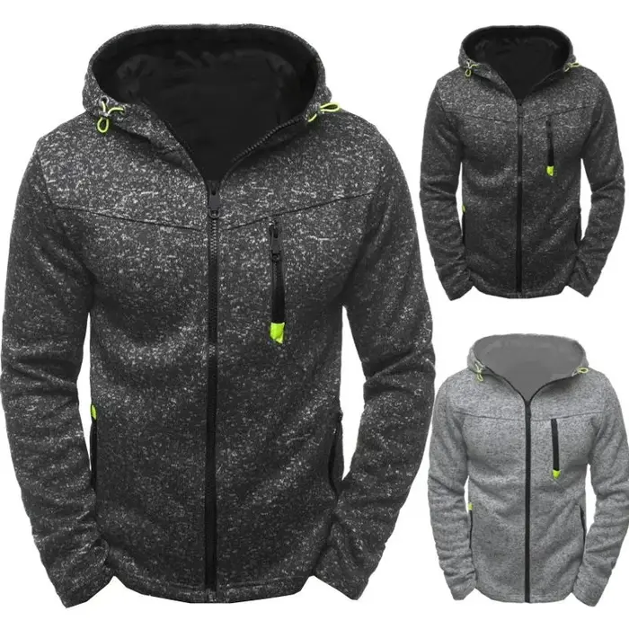 Sweat à capuche pour hommes avec poches latérales à glissière mince laine couleur unie survêtement d