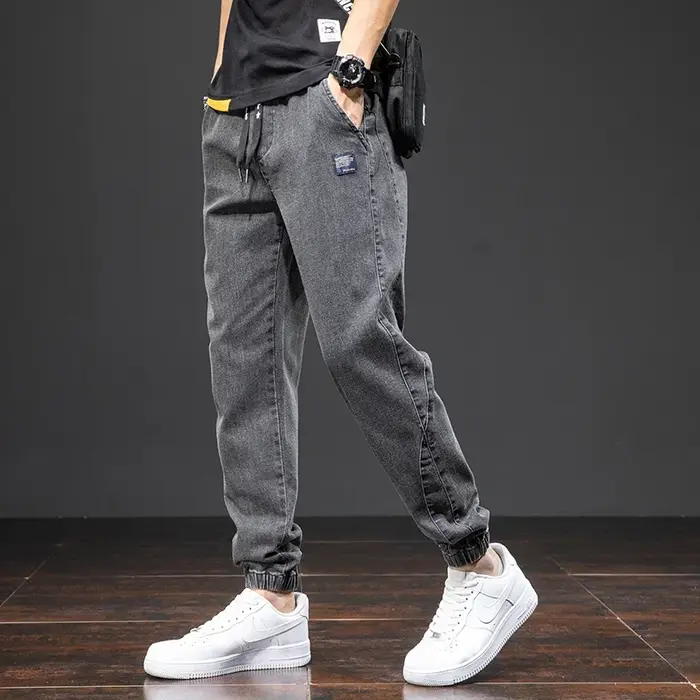 Printemps été noir bleu Cargo Jean hommes Streetwear Denim survêtement pantalon hommes Baggy Harem J