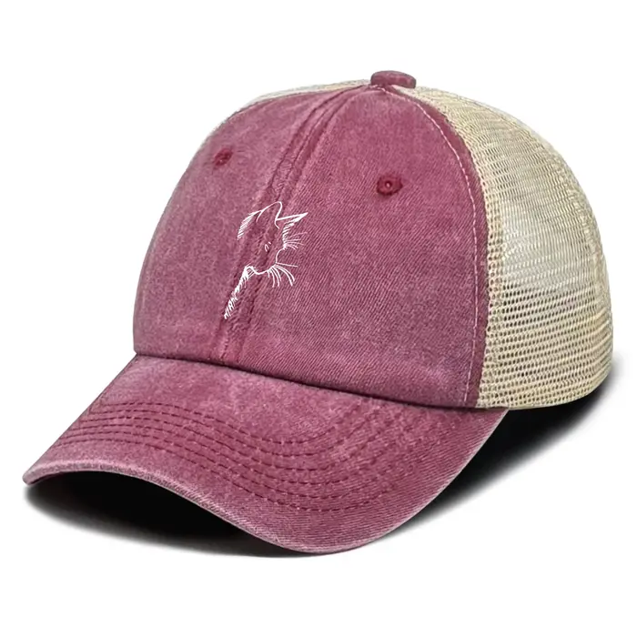 Casquette de camionneur imprimée chat blanc mignon