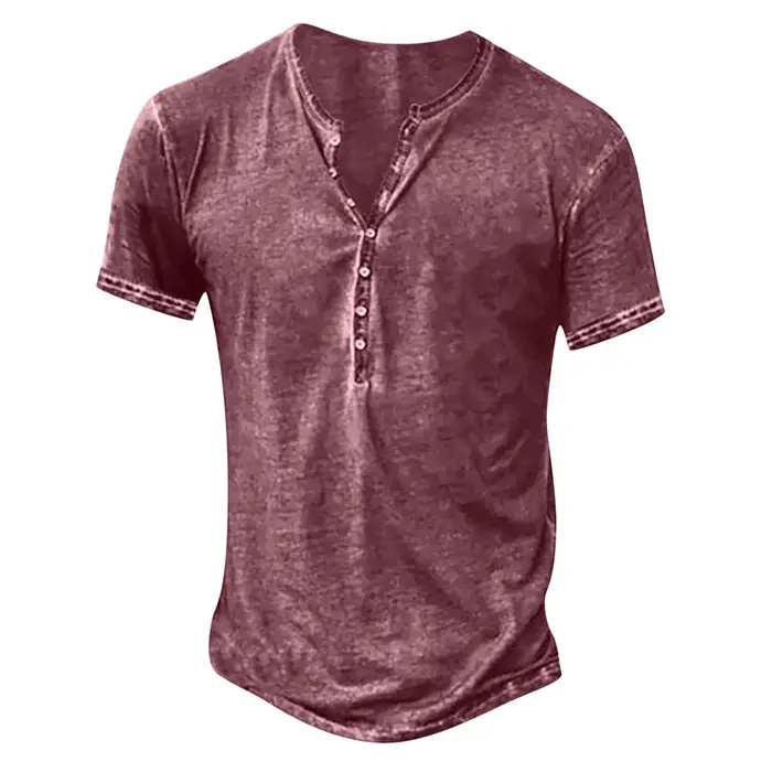 T-shirt Rétro Col V en Coton pour Homme – Manches Courtes