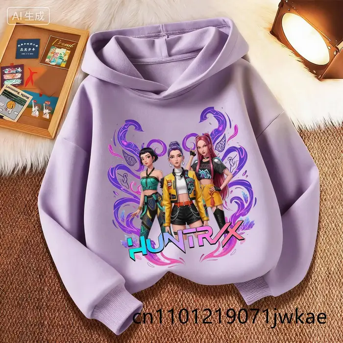 Pull Harajuku pour enfants, vêtements pour enfants, Anime Kpop Demon Hunters Saja, sweat-shirt à man