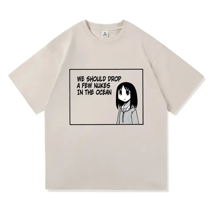 T-shirt mode homme femme style Harajuku oversize vintage anime kawaii streetwear beige noir gris vert or coton léger