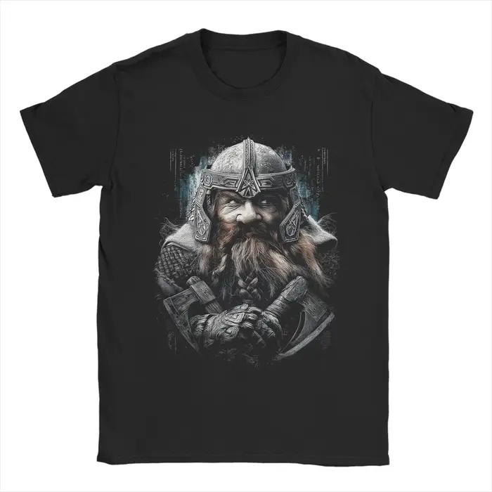 Gimli L-Lords Of The R-Rings T-shirt pour hommes en pur coton, T-shirt drôle à col rond, hauts à man