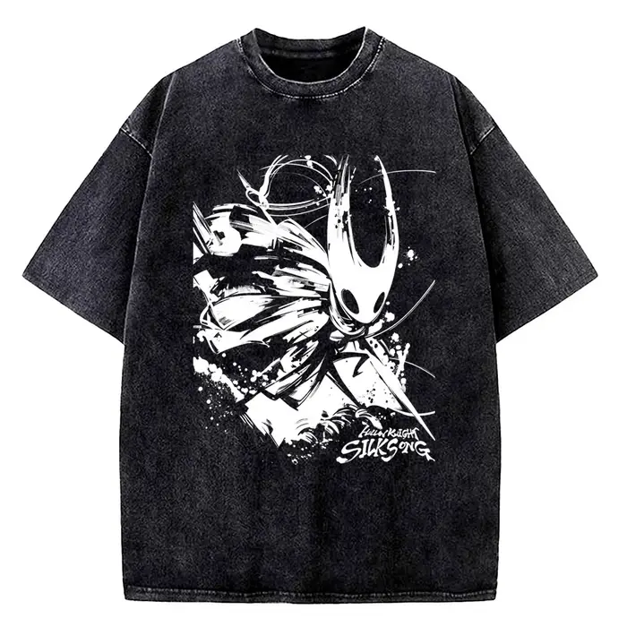Hollow Knight – t-shirts Vintage lavés pour hommes, vêtements décontractés à manches courtes, t-shir