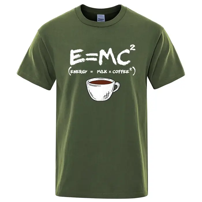 T-shirt d'été pour hommes 100% coton décontracté drôle énergie = lait + café imprimé hommes Cool amp
