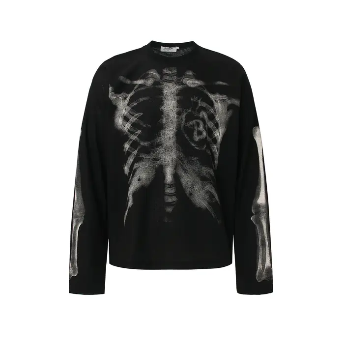 T-shirts graphiques squelette pour hommes, streetwear Harajuku, hip hop, t-shirts oversize à manches