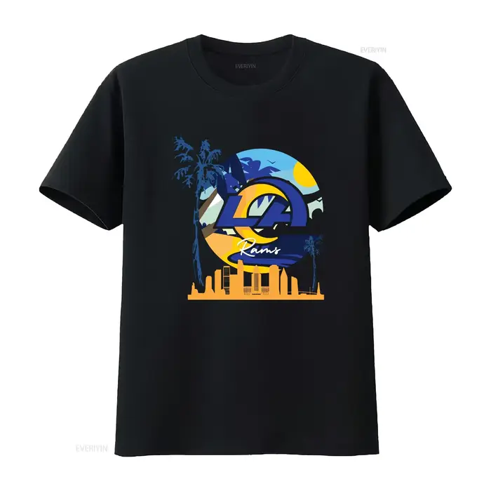 LA Rams Active T Shirt drôle TEE Logo américain vintage lavé doux mode streetwear polyvalent légèrem
