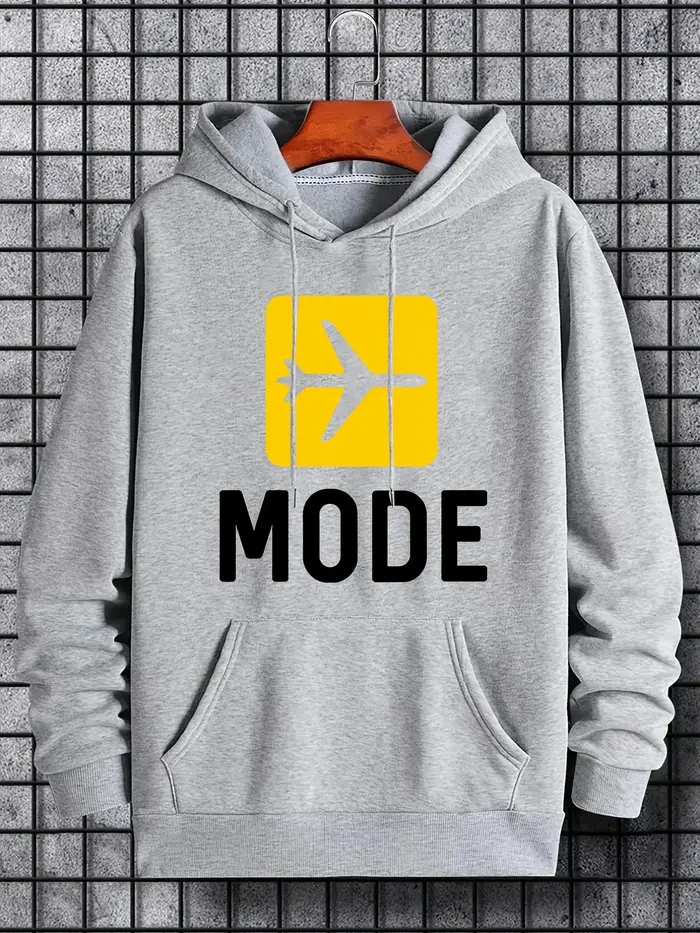 Sweat à capuche graphique Flight Mode, sweat à capuche décontracté pour hommes et femmes avec poche kangourou, adapté au printemps et à l'automne