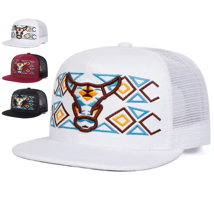 Casquettes de baseball unisexe avec broderie tête de bœuf