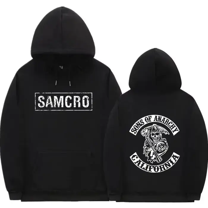Sweat à capuche imprimé double face Sons of Anarchy SAMCRO, design de marque de mode pour hommes et 