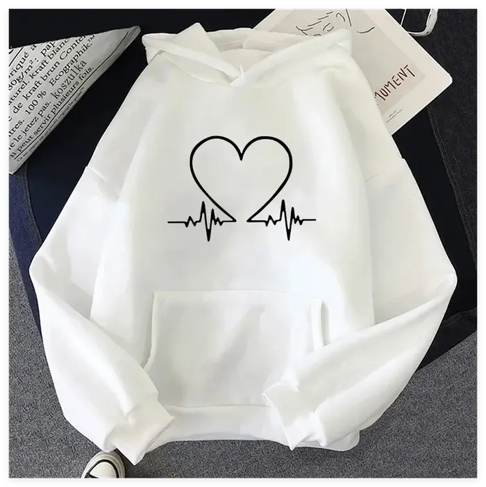 Sweat à capuche imprimé coeur d'amour pour femme toutes saisons quotidien décontracté sport sweat à 