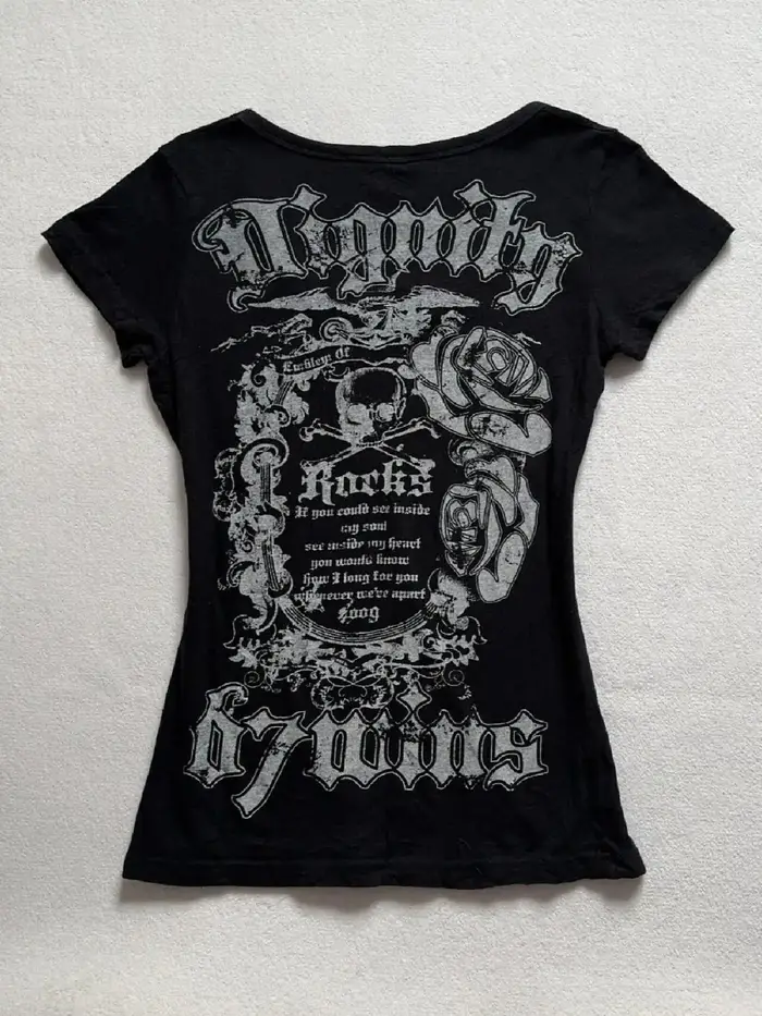 Crânes t-shirts Punk Vintage femmes vêtements 90s gothique Sexy américain mince foncé t-shirts esthé