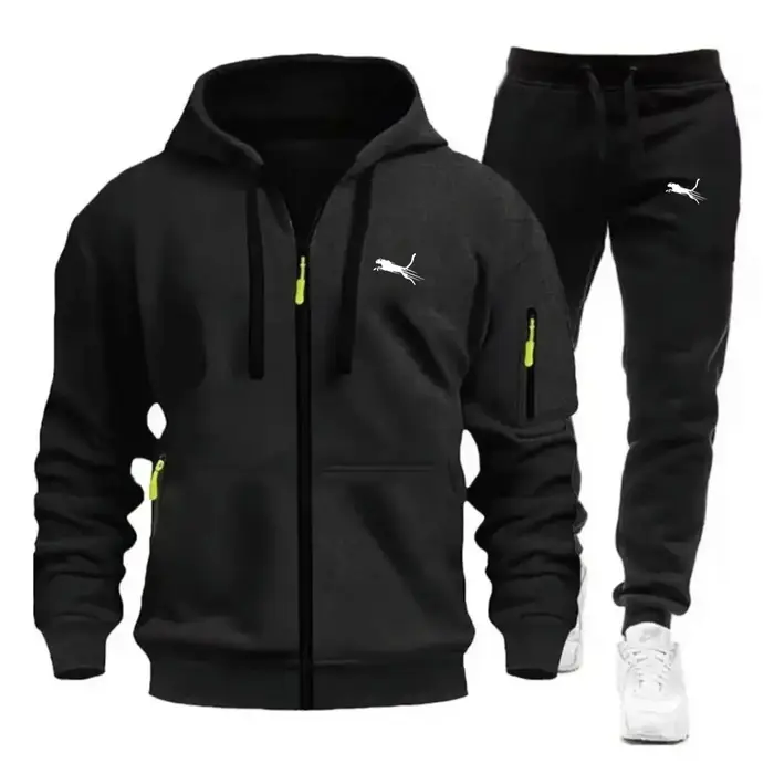 Ensemble de survêtement décontracté pour hommes – Sweat-shirts à capuche zippés de haute qualité pour le quotidien – Collection sport 2026 – Idéal pour le jogging