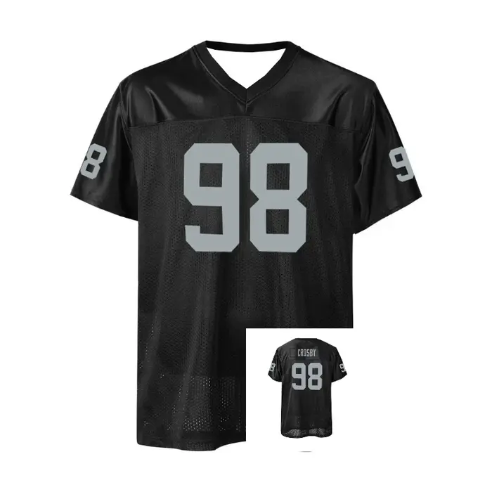 # 98 rétro noir respirant maillot de sport col en v maillot de Football athlétique Football chemise 