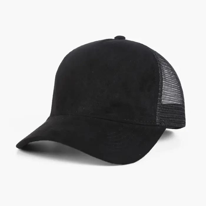 Chapeau de camionneur en daim à 5 panneaux pour l'extérieur, Logo personnalisé, maille respirante, c