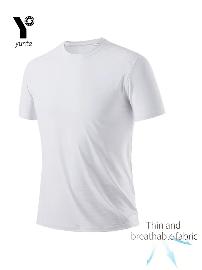 T-shirt col rond 1 pièce blanc ultra-léger pour hommes, séchage rapide, respirant, absorbant la sueu