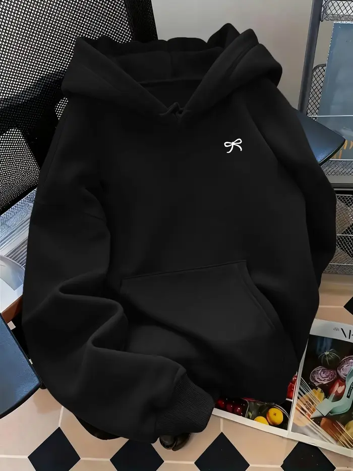 Sweat-shirt à capuche chaud imprimé nœud papillon, style urbain, automne et hiver, adapté aux hommes