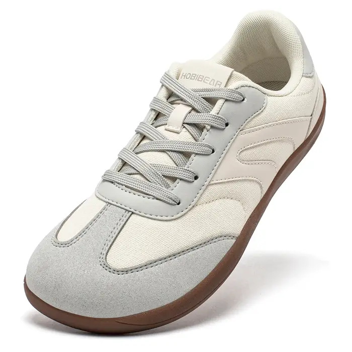 HOBIBEAR pieds nus baskets à bout large unisexe zéro goutte minimaliste chaussures en toile antidérapant à lacets marche Sneaker