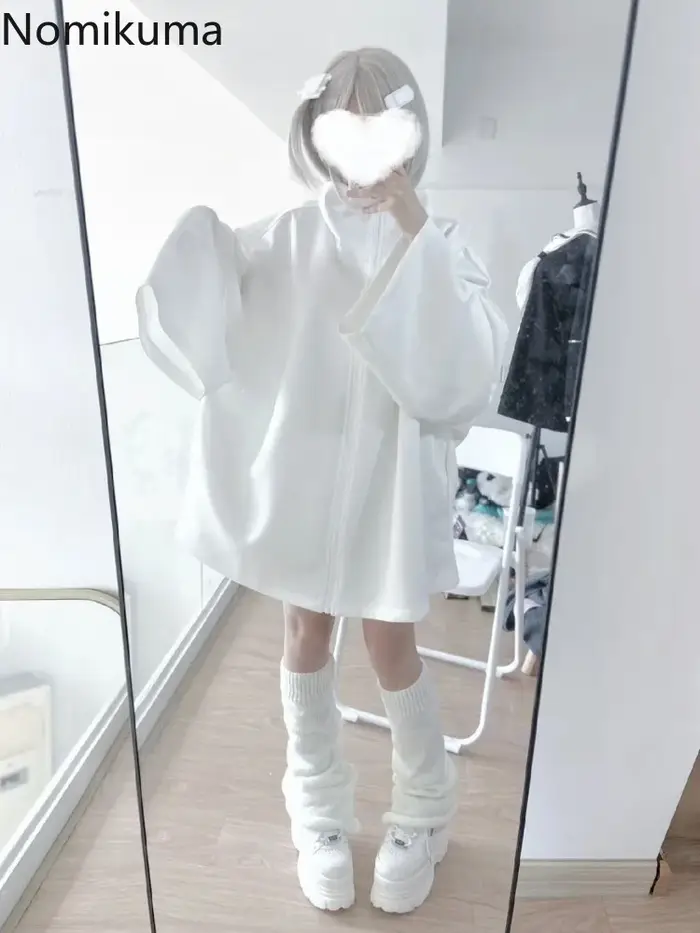 2025 Ropa Mujer Streetwear manteau pour femmes japonais Y2k vêtements mode blanc fermeture éclair