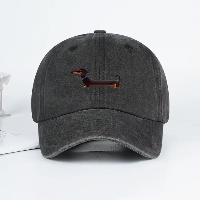 Casquette de baseball lavée à imprimé teckel