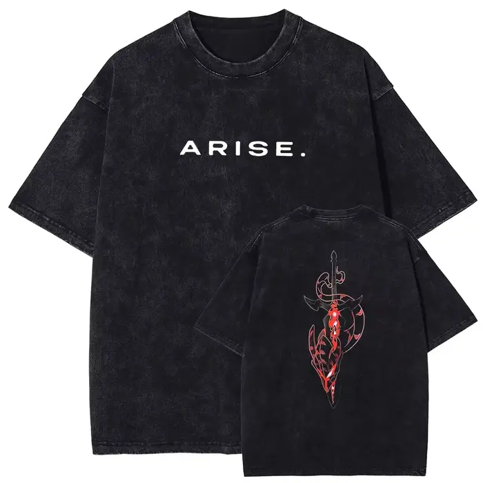 T-shirt ARISE Solo Leveling, T-shirt graphique manga, T-shirt en coton lavé vintage, T-shirt à manch