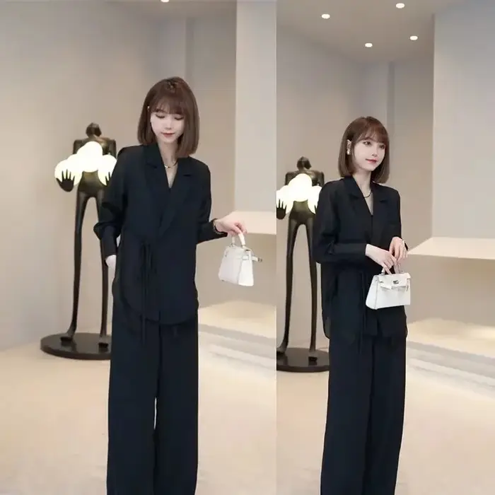 Haut et pantalon de célébrité de tempérament de mode de bouton de piedmont de loisirs, style réglabl