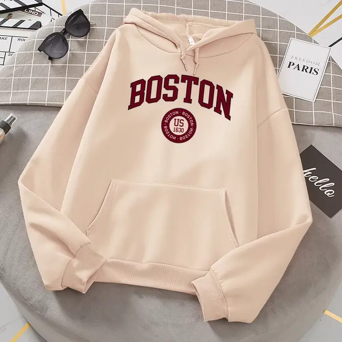 Boston City nous fondé en 1630 sweat à capuche homme et femme chaud confortable pulls mode décontracté à capuche basique tout Match sweat