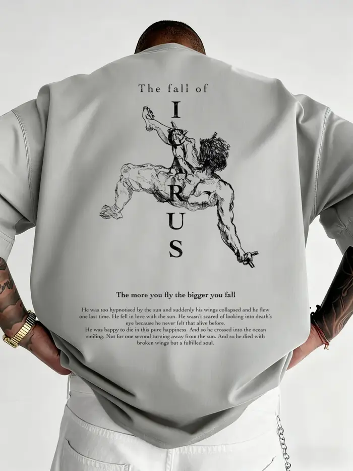 Hommes nouveau streetwear 100% coton T-Shirt mode de rue icarus toucher le soleil graphique surdimen