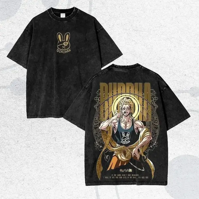 Record of Ragnarok T-shirt délavé style rétro, vêtements de caractère pour toute l'année, grande tai