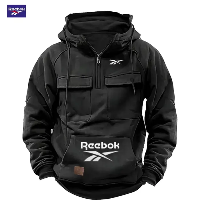 Sweat à capuche Reebok 2026 avec logo et multiples poches - Le choix idéal pour l'automne et l'hiver