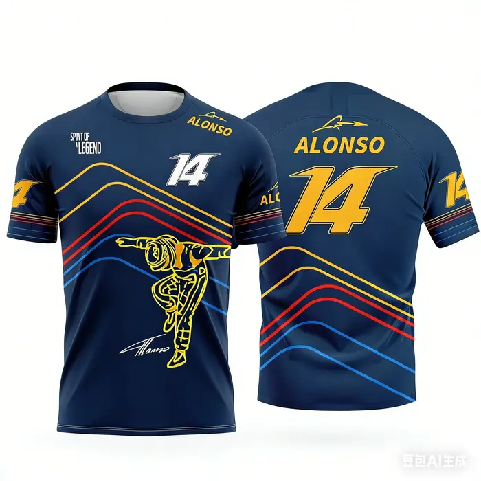 T-shirt à manches courtes sur le thème de la course Alonso n°14