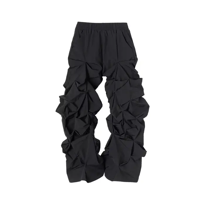 Mauroicardi printemps automne Cool Long noir empilé pantalon pour hommes taille élastique Streetwear