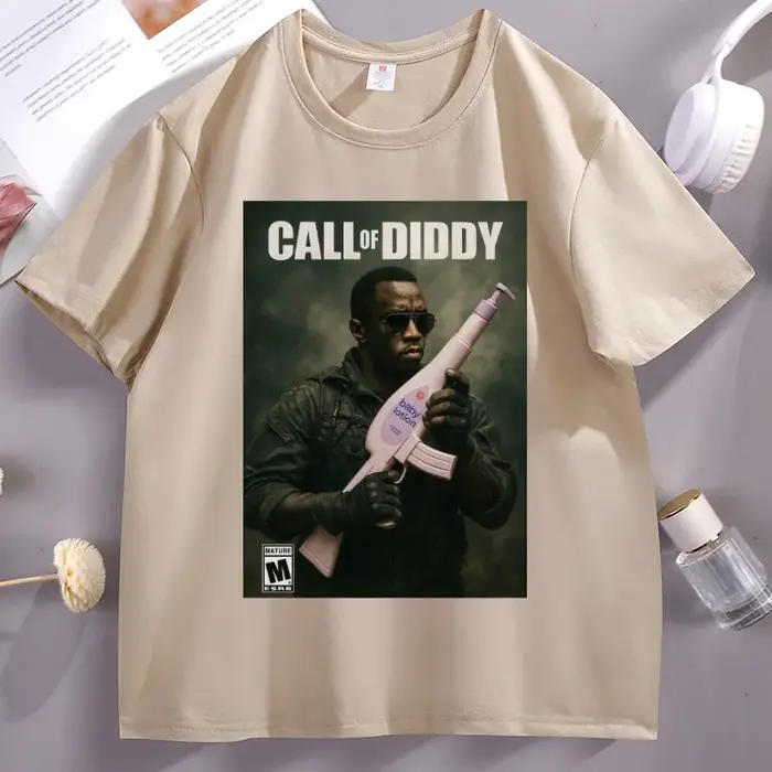 T-shirt Call of Diddy pour hommes et femmes, parodie de jeu vidéo, graphique, décontracté, col rond,