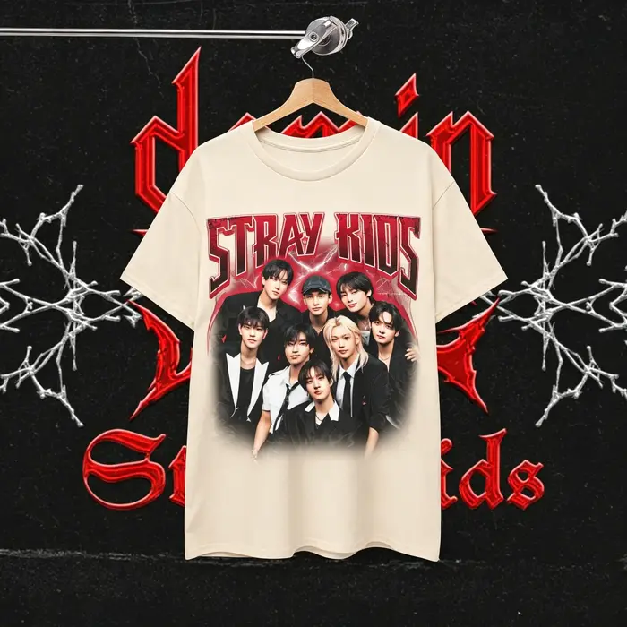 T-shirt graphique vintage années 90 Skz Members, T-shirt de concert Kpop Stray Kids, T-shirt Y2K got
