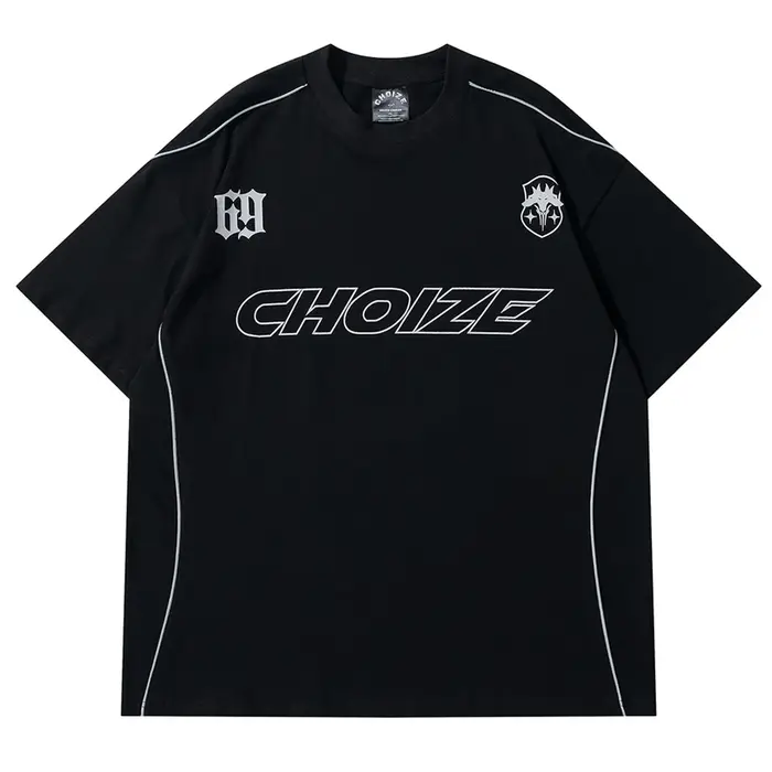 T-Shirt Surdimensionné à Manches Courtes pour Homme, Streetwear, Hip Hop, Lettre Symdains, Ligne Imp