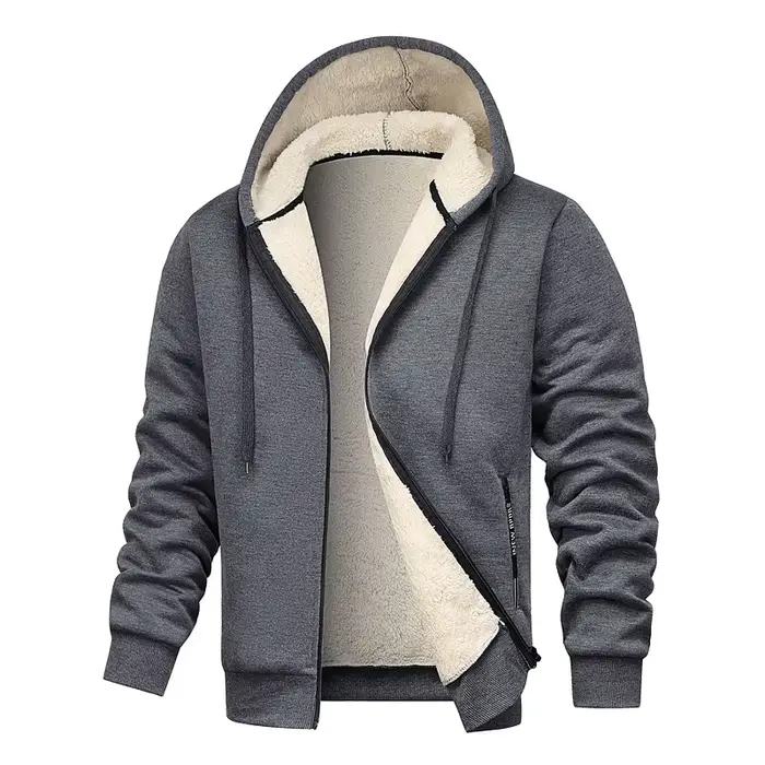 Sweat à capuche en polaire d'agneau pour homme