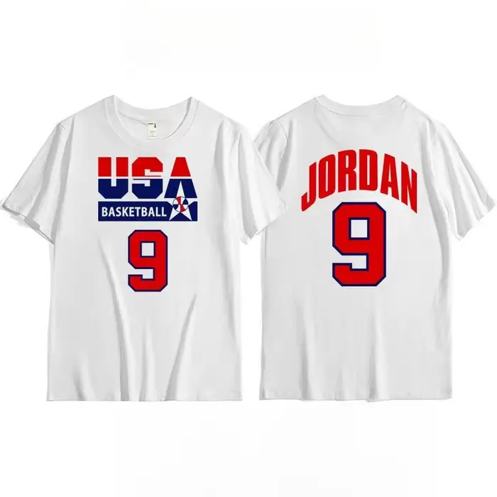 T-shirt Dream Team, haut d'entraînement de basket-ball américain pour hommes, T-shirt rétro à manche