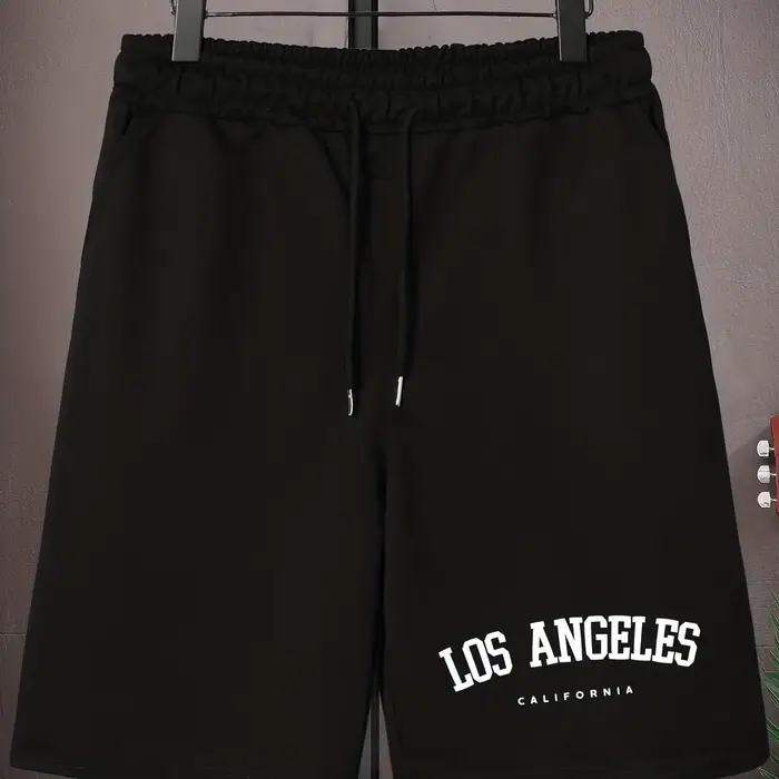 Los Angeles' imprimé hommes ample grand cordon décontracté minimaliste Shorts Streettshirt individue