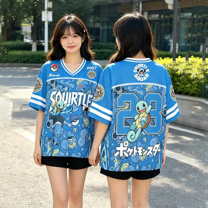 Nouveau T-shirt décontracté respirant pour homme et femme, style Y2K, motif Squirtle Pokémon anime 2