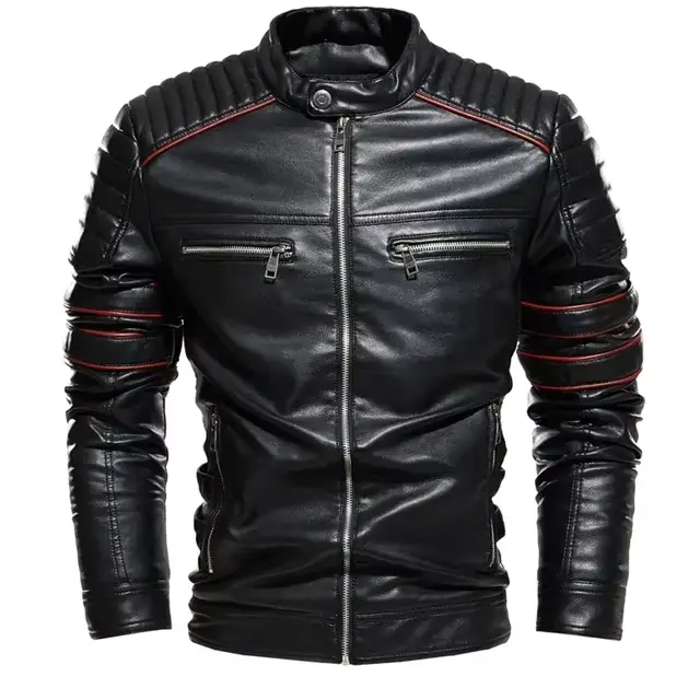 Veste en cuir doublée de fourrure pour hommes, manteau de motard, coupe couvertes, mode streetwear, 