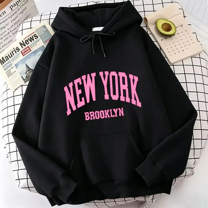 Nouveau Sweat à Capuche Décontracté Tendance avec Imprimé Lettres New York Brook – Collection Printe