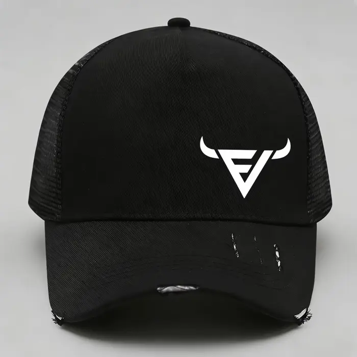 Casquette de camionneur avec logo Bull, maille respirante, fermeture snapback réglable, convient aux