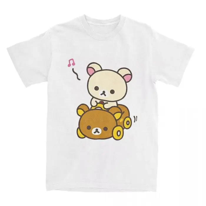 Voiture Drive Rilakkuma T-Shirt pour hommes femmes Hipster coton T-Shirt col rond manches courtes T-