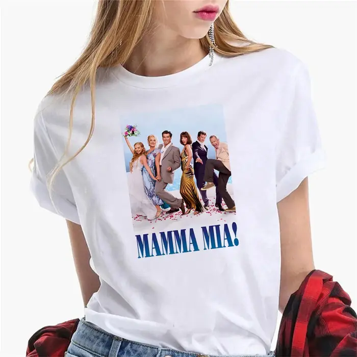 T-shirt femme, mamma Mia, coloré, grunge, psychédélique, rétro, anime, université, punk
