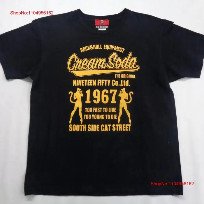 Crème Soda t-shirt côté sud chat rue Harajuku Punk taille XL vintage lavé doux décontracté légèrement polyvalent graphique