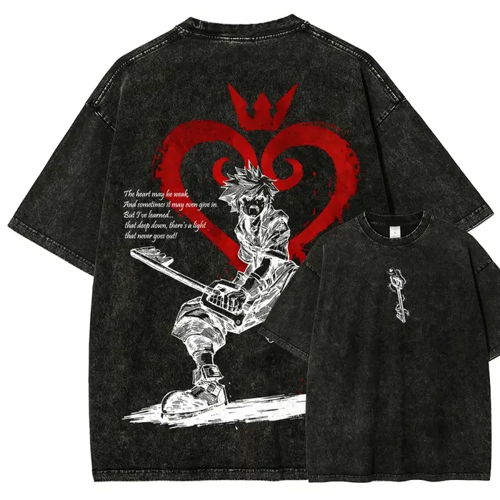 T-shirt en coton surdimensionné double face lavé