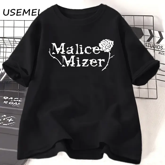 Malice Mizer Rose T-shirt femmes hommes Rock musique graphique T-shirts col rond coton à manches cou
