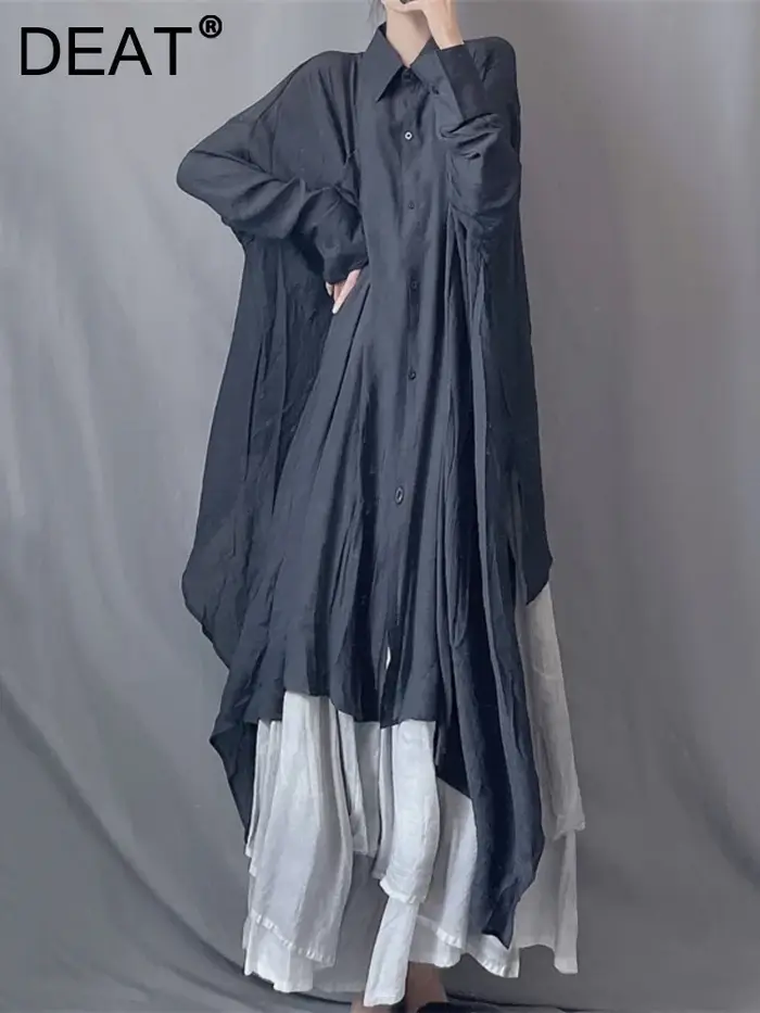 DEAT 2025 nouveau mince voir lancer Styles chauve-souris léger ample taille libre chemise longue Blouse