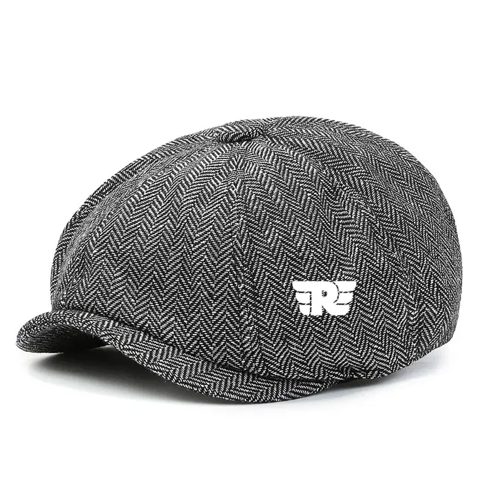 Casquette plate rétro pour homme, logo royal, béret britannique, mélange de laine, vintage, tweed à 